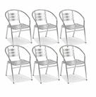 Mojawo Armlehnstuhl 6 Stk. stabile Aluminium Bistrostuhl Stapelstuhl Gartenstuhl