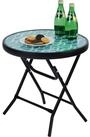 LuxusKollektion Klapptisch Beistelltisch rund klappbar Glas Metall wetterfest...