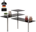 bremermann K&uuml;chenregal Eckregal, aus Glas und rostfreiem Edelstahl, schwarz