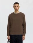 Selected Rundhalspullover SLMBRAUN KNIT RIB CREW NECK NOOS Baumwolle, relaxed fit