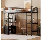 OKWISH Kinderbett Jugend-Stockbett 90x200 cm mit Schreibtisch & USB/Steckdose