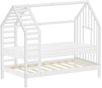 ML-DESIGN Spielbett Hausbett mit Lattenrost, Dach und Fenster, Montessori...