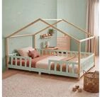 en.casa Kinderbett, &raquo;Treviolo&laquo; Haus-Optik Montessori 120x200 cm Mint/Natur...