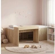 vidaXL Bettgestell vidaXL Hochbett mit Schreibtisch f&uuml;r Kinder Sonoma-Eiche 80...