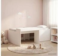 vidaXL Bettgestell vidaXL Hochbett mit Schreibtisch f&uuml;r Kinder Wei&szlig; 98,5 x...