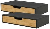 en.casa Wandregal, &raquo;Bokn&laquo; mit Schublade 40x24x8 cm Bambus Schwarz