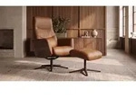 KAWOLA Relaxsessel VANITAS Leder braun Nussbaumfinish Komfort Drehsessel, 360&deg;