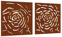 vidaXL Wandbild 2-tlg. Garten-Wanddeko 55x55 cm Cortenstahl Rosen-Design, (1 St)