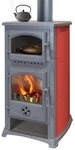 TRGO Kaminofen Cucina bordeaux mit Backfach und Herdplatte, 9,70 kW