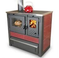 ProTermo Festbrennstoffherd PANONIA Kacheln bordeaux, linke Version, 8,5 kW