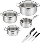 Tefal Topf-Set G719S7_K2323S74 Duetto+ Ice Force, Edelstahl (Set, 10-tlg.,...
