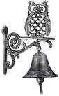 relaxdays Wanddekoobjekt T&uuml;rglocke Gusseisen mit Eule (1 St), silber