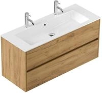 Posseik Badm&ouml;bel-Set Badm&ouml;bel Doppel-Waschtisch 2 Hahn Limes 120 cm Eiche Gold