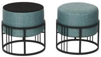 en.casa Sitzhocker (2er Set), &raquo;Tas&laquo; mit Tischfunktion gepolstert rund Gr&uuml;n
