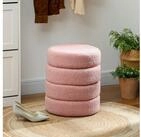 HOMCOM Fu&szlig;hocker Sitzhocker Hocker rund mit Teddysamt-Optik Ottoman (Runder
