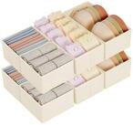 LuxusKollektion Schubladeneinsatz 8er Schubladen Ordnungssystem Organizer beige Stoff