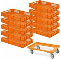 BRB-Lagertechnik Stapelbox 10x Eurobeh&auml;lter/B&auml;ckerkiste, LxBxH 600x400x90 mm +