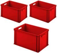 BRB-Lagertechnik Aufbewahrungsbox 3 Euro-Stapelbeh&auml;lter mit 2 Durchfassgriffen,