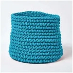 Homescapes Brotkorb Gestrickter Aufbewahrungskorb, 100% Baumwolle t&uuml;rkis - 42...