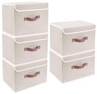 LuxusKollektion Faltbox Faltbox mit Deckel & Griff Beige 5er Set