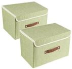 LuxusKollektion Faltbox Aufbewahrungsbox Faltbar mit Deckel Gr&uuml;n 2St&uuml;ck