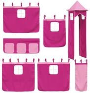 vidaXL Bett Vorh&auml;nge f&uuml;r Hochbett mit Turm Rosa Polyester