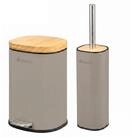 eluno Badaccessoire-Set Badezimmerset aus Metall und Bambus, 2 tlg.