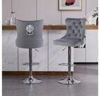 LuxusKollektion Barhocker Barhocker Samt H&ouml;henverstellbar Lehne Drehbar...
