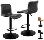 LuxusKollektion Barhocker Barhocker 2er Set Drehhocker Kunstleder Lehne Air...
