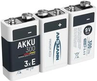 ANSMANN AG Akku 9V 300mAh E-Block NiMH 1,2V &ndash; 1000x wiederaufladbar (3...