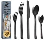 LuxusKollektion Besteck-Set Besteckset 30 St&uuml;ck Schwarz Quadratische Griffe 30
