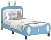 vidaXL Bett Kinderbettgestell mit Kopfteil Blau 80 x 160 cm PU (1-tlg)