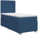 vidaXL Bett Boxspringbett mit Matratze mit Kopfteil Blau 100 x 200 cm Stoff...
