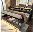 STILVORA Polsterbett 180&times;200 mit bettkasten,Doppelbett mit USB,Stauraumbett...