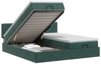 vidaXL Bett Ottoman Bett mit Matratze mit Kopfteil 2 pcs Dunkelgr&uuml;n Samt...