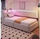 OKWISH Schlafsofa aufklappbarem Kopfteil und hydraulischem Stauraumsystem, mit