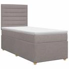 vidaXL Bett Boxspringbett mit Matratze mit Kopfteil Taupe 90 x 200 cm Stoff...