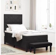 vidaXL Bettgestell vidaXL Boxspringbett mit Kopfteil Schwarz 200 x 90 cm Samt