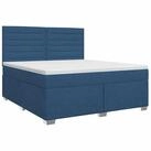 vidaXL Bett Boxspringbett mit Matratze Blau 140 x 190 cm Stoff (1-tlg)