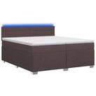 vidaXL Bett Boxspringbett mit Matratze und LED Dunkelbraun 200 x 200 cm (1-tlg),