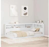 vidaXL Bettgestell vidaXL B&uuml;cherregal-Bett mit Regal Wei&szlig; 90 x 190 cm...