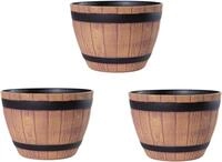 Jinfa Pflanzk&uuml;bel aus Kunststoff Miniteich Weinfassoptik Blumen&ouml;pfe, 1, 3, 6...
