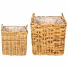 vidaXL Aufbewahrungskorb Pflanzer Korb mit Speicher 2 Stk. Naturbraun Kubu...