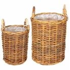 vidaXL Pflanzk&uuml;bel 30 x 44 cm Blumentopfkorb mit Speicher 2er Set Braun Kubu...