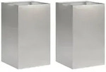 vidaXL Blumentopf Garten-Pflanzgef&auml;&szlig; 2 stk. Silber 30 x 30 x 40 cm Edelstahl...
