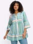 Longbluse SHEEGO BY JOE BROWNS, Damen, Gr. 42, bunt (kalkmint, hummer, gemustert),