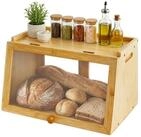 relaxdays Brotkasten Bambus Klappe & Schiebet&uuml;r, Kunststoff, (1-tlg), natur