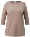 3/4-Arm-Shirt S.OLIVER CURVE, Damen, Gr. 44, beige (taupe), Shirts 3/4-Arm-Shirt, mit