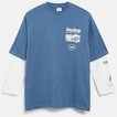 s.Oliver Langarmshirt T-Shirt Oversize Longsleeve im 2in1-Look und Print-Details