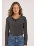 STREET ONE Langarmshirt mit Wasserfallausschnitt braun 34 EU